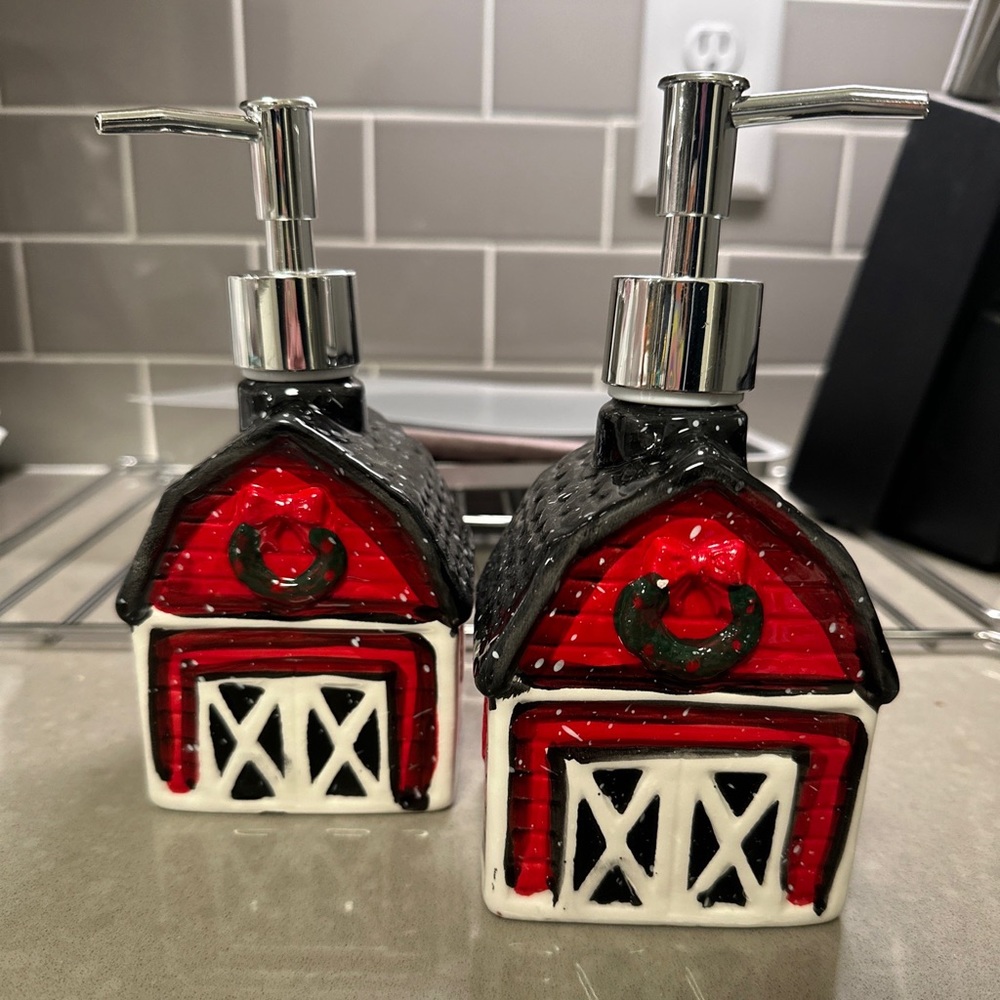 Set of two holiday soap dispensers